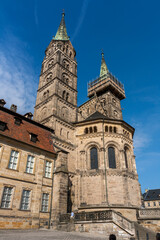 Fototapeta premium Bamberg Cathedral of St. Peter and St. Georg, Bamberg, Upper Franconia, Bavaria Germany. UNESCO World Heritage City.