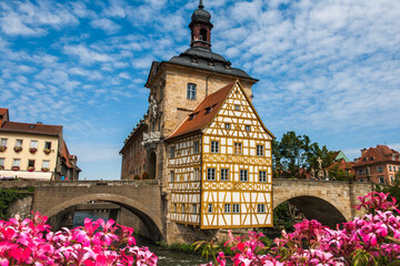 Old Town Hall (Constructed 1386), built in the middle of the Regnitz River, located in the UNESCO heritage city, Bamberg, Germany.