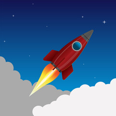 Naklejka na ściany i meble Rocket ship launch background vector eps 10 concept of business product on startup and creative idea
