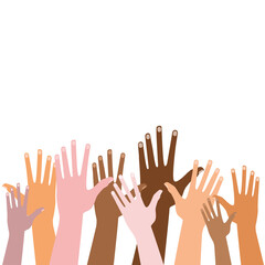 Obraz premium Illustration of a people's hands with different skin color together eps 10 vector