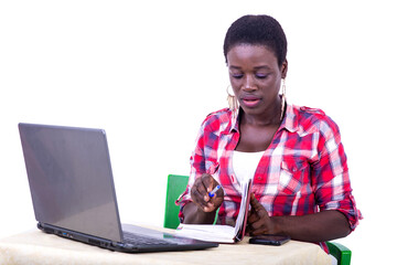 portrait of a young female student with laptop