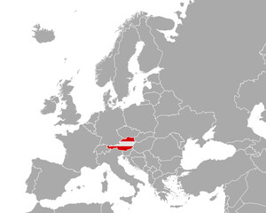 Karte und Fahne von Österreich in Europa © Robert Biedermann