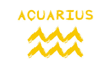 Hand drawn Aquarius symbol and the name. Good for any project.