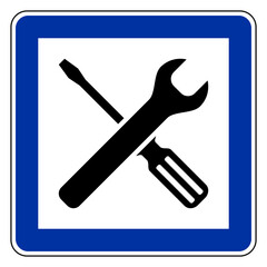 Werkzeuge und Schild