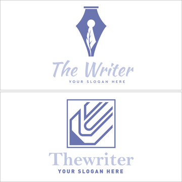 Writer creator blogger business with pen icon logo design