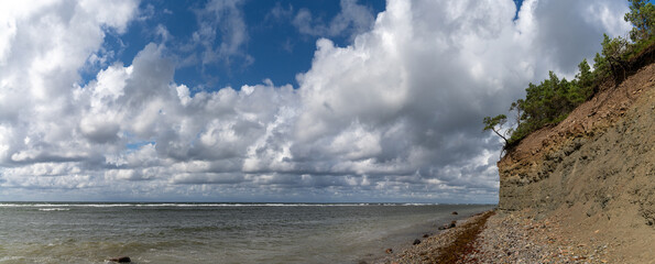 panorama view of the Baltic Sea and coast at the Panga Cliffs on Saaremaa Island in northern Estonia
