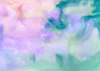 Sfondo acquerello viola verde smeraldo astratto - obrazy, fototapety, plakaty