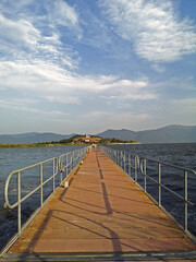 Obraz premium View from pedestrian bridge of Saint Achillios island, Prespa, Greece