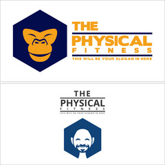 Physical fitness with gorilla and face man beard mustache