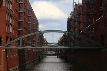Bridges over the canal Herrengrabenfleet in Hamburg