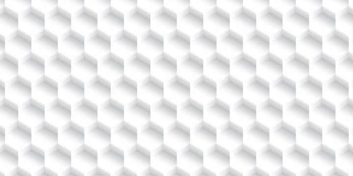 Abstract  white and gray color, modern design background with geometric hexagonal shape, behive, block pattern. Vector illustration.
