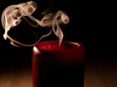 Red Candle Smoke Close-up macro