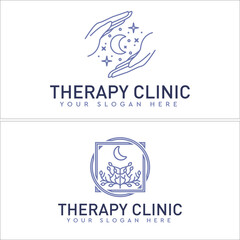 Hand star moon vector logo design medical clinic 