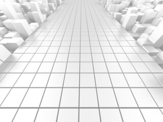 White cubes structure. Abstract futuristic background.