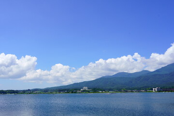 加茂湖と山々