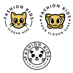 Pet shop label industry with icon cat logo design