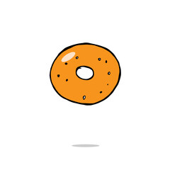 Obraz premium Bagel bread vector flat icon. Isolated bagel on white background. Cartoon style. 