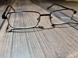 In the Close-up glasses. Frame close-up. Optical device.