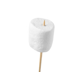 Stick with delicious puffy marshmallow isolated on white