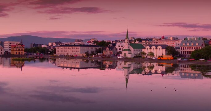 Airial view over Reykjavik City Centrum
