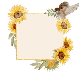 Watercolor sunflower frames