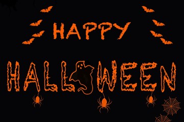 Happy Halloween text banner or background in black and orange