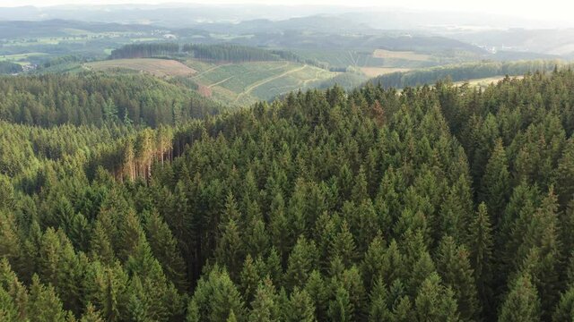 the sauerland landscape with its nature from above in 4k
