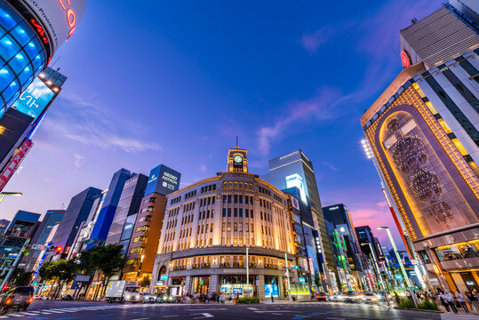 AREA様向け699 油絵/風景/街景/東京/銀座通り/銀座/M20号 東京メトロ 銀座
