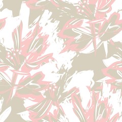 Floral Brush strokes Seamless Pattern Background