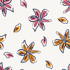 Floral Brush strokes Seamless Pattern Background