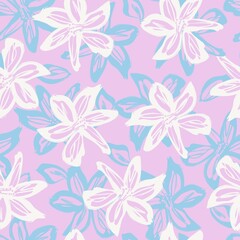 Fototapeta na wymiar Floral Brush strokes Seamless Pattern Background