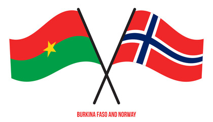 Burkina Faso and Norway Flags Crossed And Waving Flat Style. Official Proportion. Correct Colors.