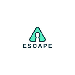 Modern unlock key logo design with triangle shape for escape logo design vector