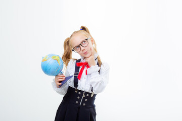 woman holding a globe