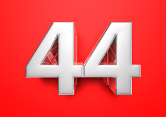 Obraz premium Price tag 44. Anniversary 44. Number 44 3D illustration on a red background.