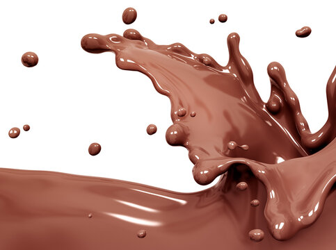 Chocolate splash, food and drink illustration, wave of chocolate background, 3d rendering