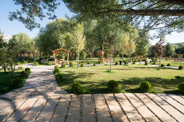 Gorgeous Gökpınar pond and picnic park with its clear turquoise water and underwater plants in green natüre area. Sivas - Gürün TURKEY