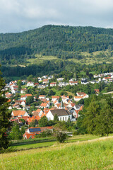 Fototapeta na wymiar Landschaft der Gemeinde Jungingen auf der Schwäbischen Alb (Hohenzollern)