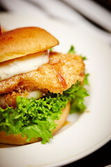 chicken burger with fries