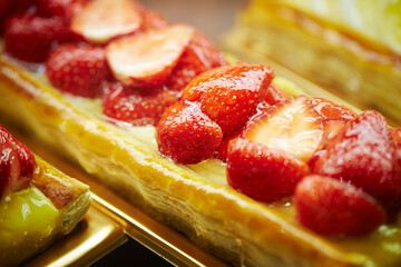 cheesecake with strawberries and blueberries