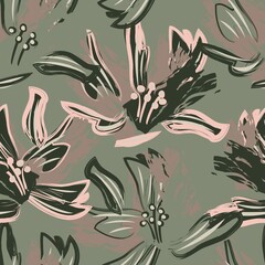 Floral Brush strokes Seamless Pattern Background