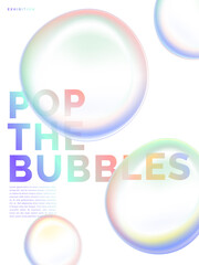 Vector Pastel Iridescent Bubbles Overlapping Background Illustration for Jewelry, Luxury Poster, Card or Invitation.