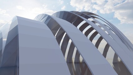 Futuristic arched architecture background 3d render