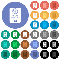 Immune passport round flat multi colored icons