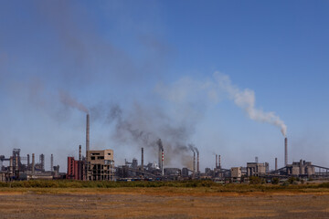Pollutant emissions from metallurgical and coke plants in Temirtau. Karaganda Region of Kazakhstan.
