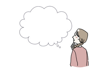 何かを思い浮かべている女性