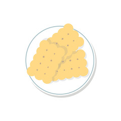 Cookies on a white plate. Rectangular biscuits.