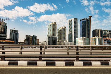 Urban road cityscape of Dubai at daytime