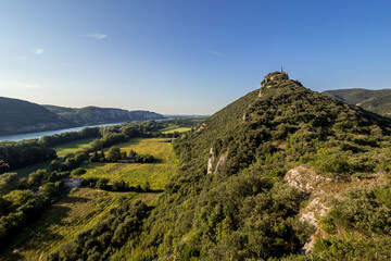 The statue of Saint Michael dominates the Rhone Valley, Viviers, France