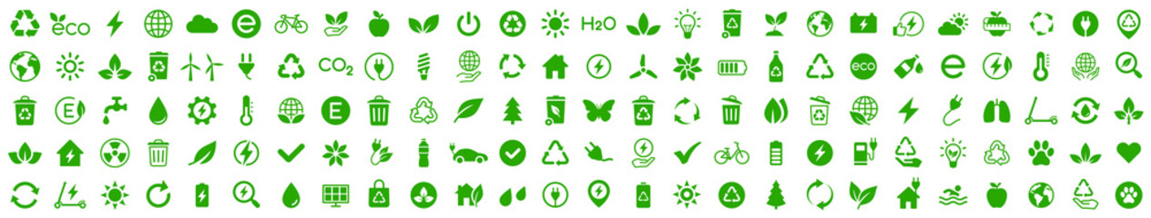 Ecology icons set. Nature icon. Eco green icons. Vector illustration - obrazy, fototapety, plakaty